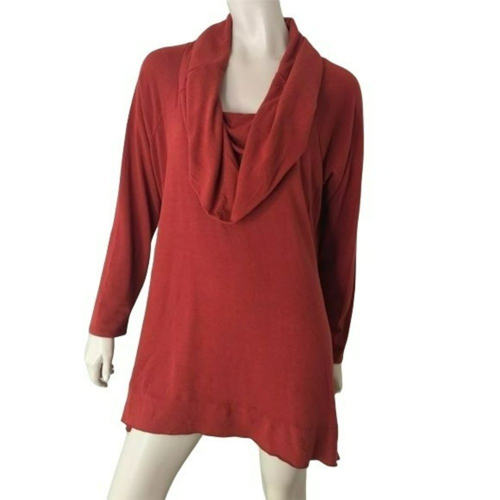 Soft Surroundings Sweater Tunic Cowl Neck Womens Size 1X Ava Orange